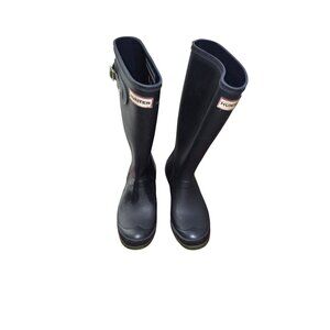 Hunter Original Tall Rubber Rain Boots Women Size 6 Navy Blue Waterproof